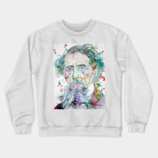 CHARLES DICKENS watercolor portrait .4 Crewneck Sweatshirt